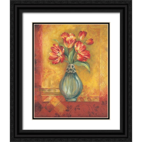 Pandoras Tulips Black Ornate Wood Framed Art Print with Double Matting by Gladding, Pamela