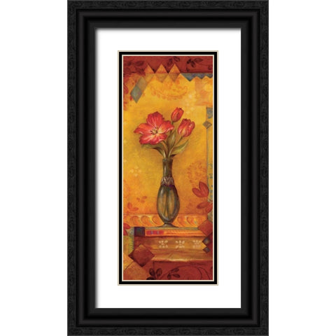 Bud Vase II Black Ornate Wood Framed Art Print with Double Matting by Gladding, Pamela