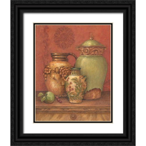 Tuscan Urns II Black Ornate Wood Framed Art Print with Double Matting by Gladding, Pamela