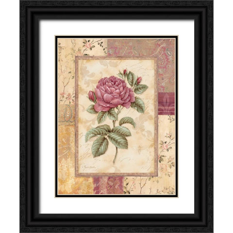 Provence Rose I Black Ornate Wood Framed Art Print with Double Matting by Gladding, Pamela