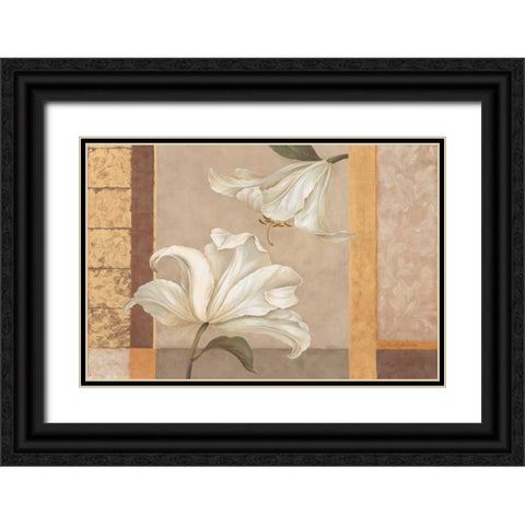 Lily Duet Black Ornate Wood Framed Art Print with Double Matting by Gladding, Pamela