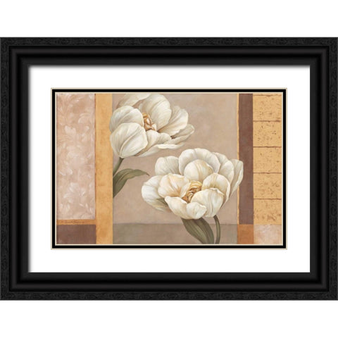 Tulip Duet Black Ornate Wood Framed Art Print with Double Matting by Gladding, Pamela