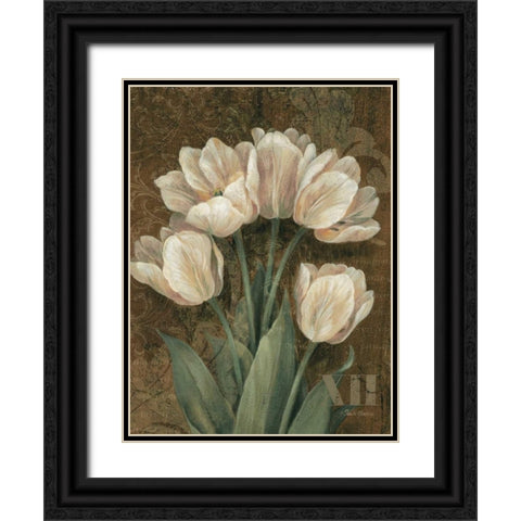 Petit Jardin Tulips Black Ornate Wood Framed Art Print with Double Matting by Gladding, Pamela