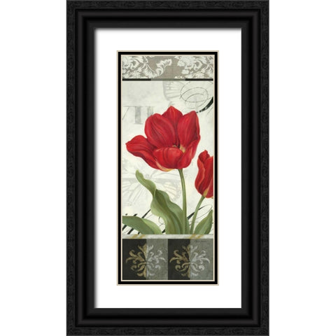 Etude en Rouge Panel II Black Ornate Wood Framed Art Print with Double Matting by Gladding, Pamela