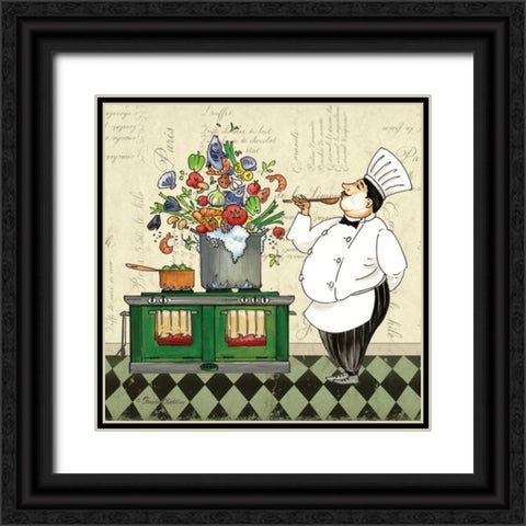 Chef Soup Black Ornate Wood Framed Art Print with Double Matting by Gladding, Pamela