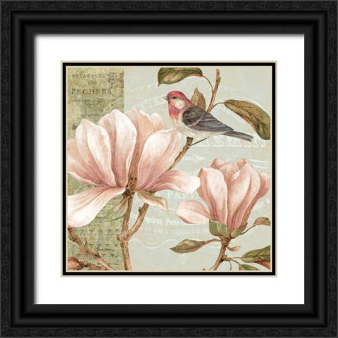 Magnolia Collage I Black Ornate Wood Framed Art Print with Double Matting by Gladding, Pamela