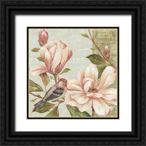 Magnolia Collage II Black Ornate Wood Framed Art Print with Double Matting by Gladding, Pamela
