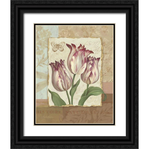 Flower Trio I Black Ornate Wood Framed Art Print with Double Matting by Gladding, Pamela