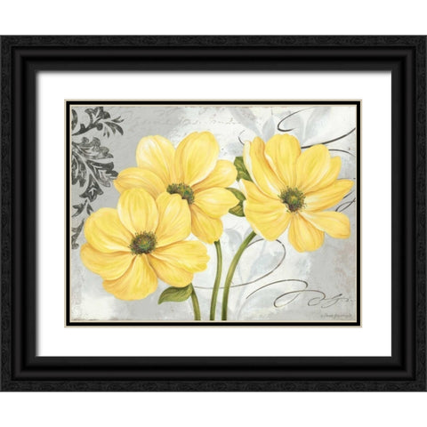 Colori Yellow I Black Ornate Wood Framed Art Print with Double Matting by Gladding, Pamela