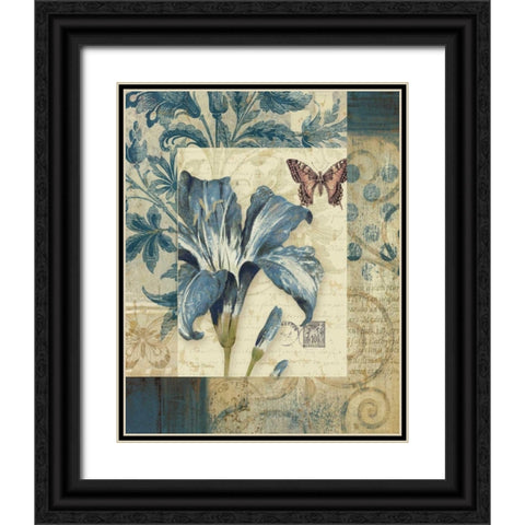 Blue Moods Lily Black Ornate Wood Framed Art Print with Double Matting by Gladding, Pamela