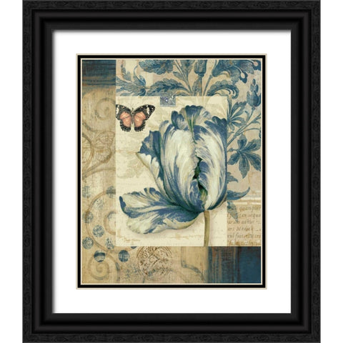 Blue Moods Tulip Black Ornate Wood Framed Art Print with Double Matting by Gladding, Pamela