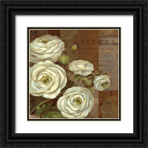 Patina Ranunculus Black Ornate Wood Framed Art Print with Double Matting by Gladding, Pamela