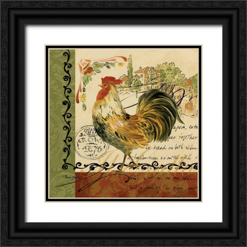 Viva Italia Roosters IV Black Ornate Wood Framed Art Print with Double Matting by Gladding, Pamela