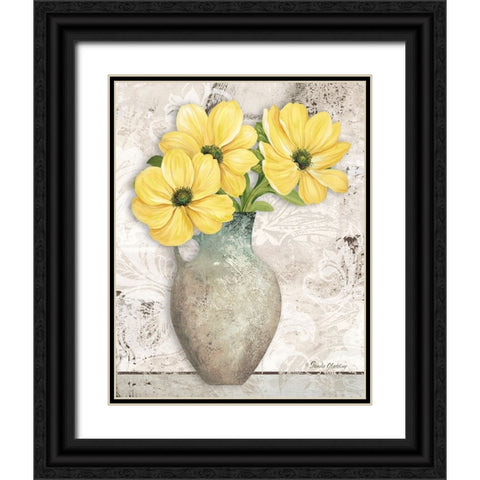 Yellow Cosmos Black Ornate Wood Framed Art Print with Double Matting by Gladding, Pamela