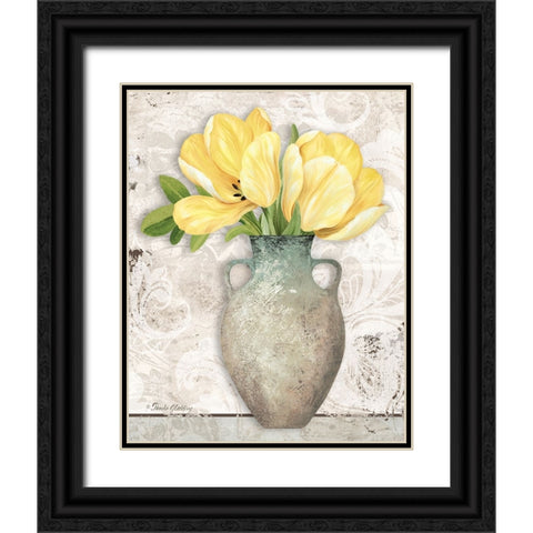 Yellow Tulips Black Ornate Wood Framed Art Print with Double Matting by Gladding, Pamela