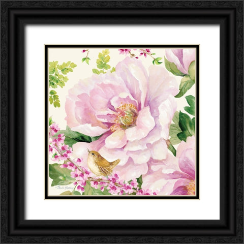 Hoh Peony II Black Ornate Wood Framed Art Print with Double Matting by Gladding, Pamela