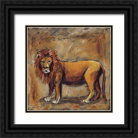 Safari Lion Black Ornate Wood Framed Art Print with Double Matting by Gamel, Tara