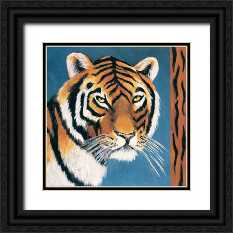 Exotic Tiger Black Ornate Wood Framed Art Print with Double Matting by Gamel, Tara