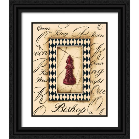 Chess Bishop Black Ornate Wood Framed Art Print with Double Matting by Gorham, Gregory