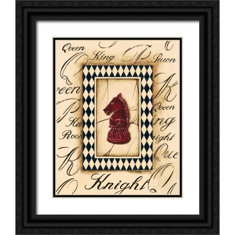 Chess Knight Black Ornate Wood Framed Art Print with Double Matting by Gorham, Gregory