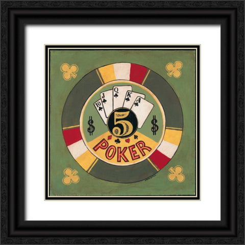 Poker - $5 Black Ornate Wood Framed Art Print with Double Matting by Gorham, Gregory