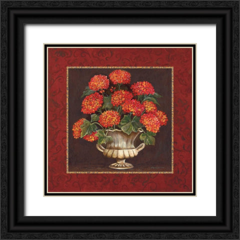 Geraniums II Black Ornate Wood Framed Art Print with Double Matting by Gorham, Gregory