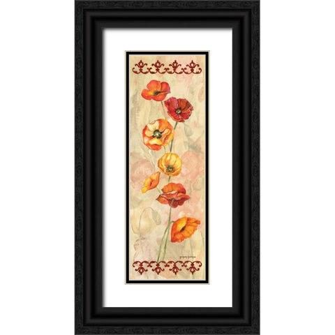 Scarlet Poppies II Black Ornate Wood Framed Art Print with Double Matting by Gorham, Gregory