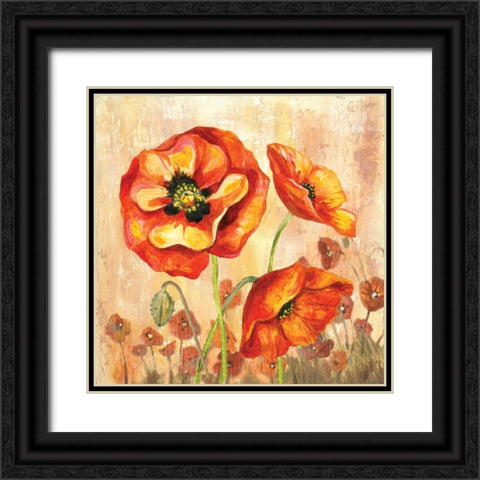 Big Red Poppies II Black Ornate Wood Framed Art Print with Double Matting by Gorham, Gregory
