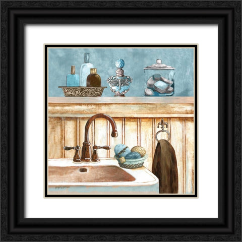 Blue Bath II Black Ornate Wood Framed Art Print with Double Matting by Gorham, Gregory