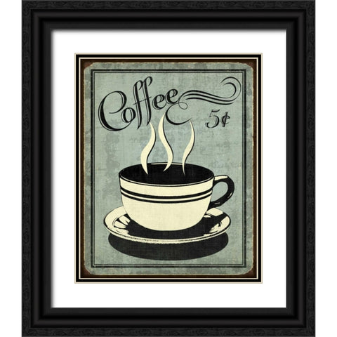 Retro Coffee I Black Ornate Wood Framed Art Print with Double Matting by Harbick, N