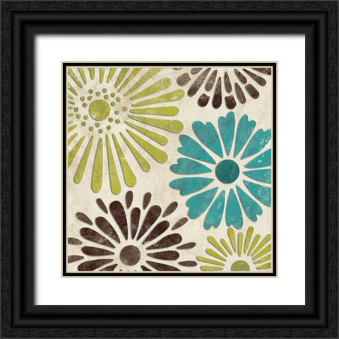 Stencil Flowers I Black Ornate Wood Framed Art Print with Double Matting by Harbick, N