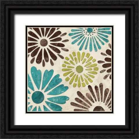 Stencil Flowers II Black Ornate Wood Framed Art Print with Double Matting by Harbick, N