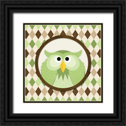O is for Owl III Black Ornate Wood Framed Art Print with Double Matting by Harbick, N
