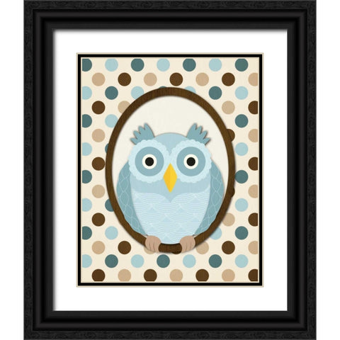 Sitting Owl I  Black Ornate Wood Framed Art Print with Double Matting by Harbick, N