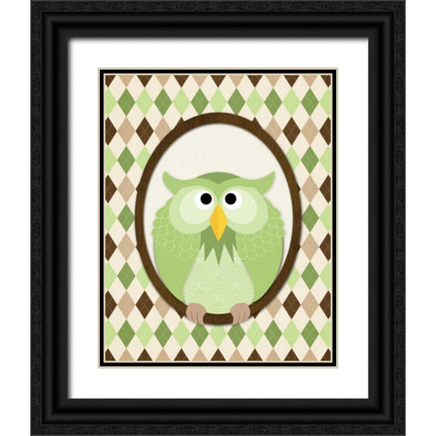 Sitting Owl III Black Ornate Wood Framed Art Print with Double Matting by Harbick, N