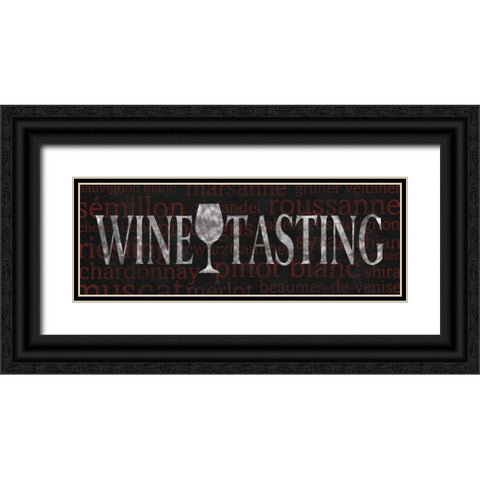 Wine Tasting Black Ornate Wood Framed Art Print with Double Matting by Harbick, N