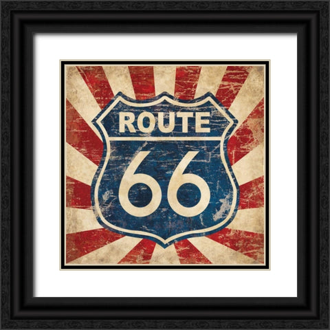 Route 66 I Sq Black Ornate Wood Framed Art Print with Double Matting by Harbick, N