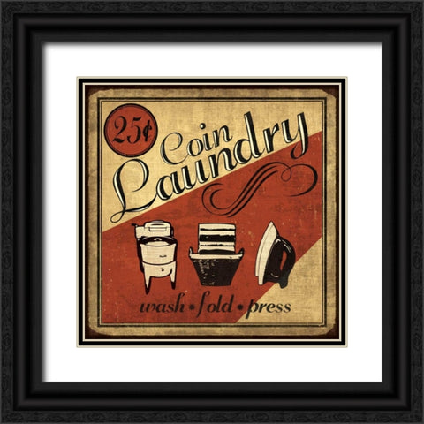 Coin Laundry Sq Black Ornate Wood Framed Art Print with Double Matting by Harbick, N