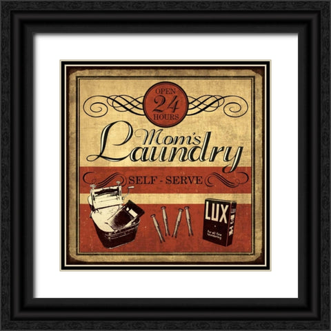 Self Serve Laundry Sq Black Ornate Wood Framed Art Print with Double Matting by Harbick, N