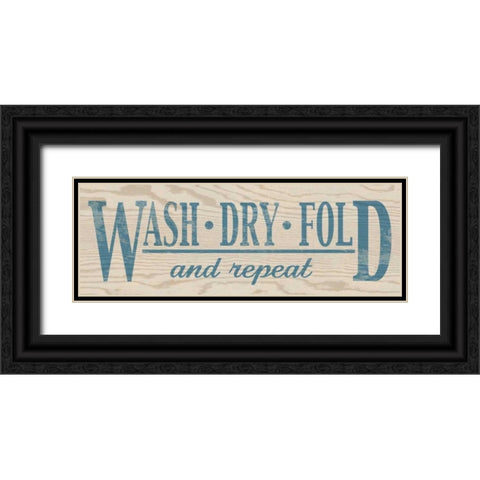 Wash Dry Fold - Blue Black Ornate Wood Framed Art Print with Double Matting by Harbick, N