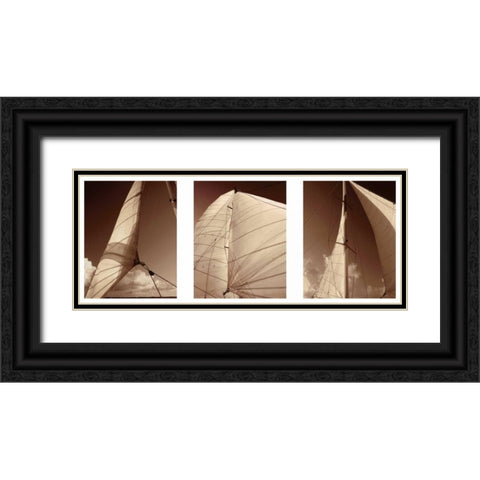 Windward Sails Triptych Black Ornate Wood Framed Art Print with Double Matting by Hausenflock, Alan