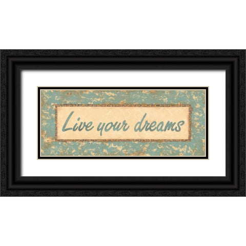 Distressed Aqua I Black Ornate Wood Framed Art Print with Double Matting by Jeffrey, Jillian