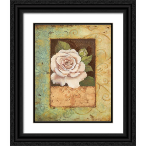 Antique Rose I Black Ornate Wood Framed Art Print with Double Matting by Jeffrey, Jillian