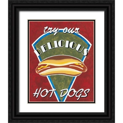 Hot Dogs Black Ornate Wood Framed Art Print with Double Matting by Jones, Catherine
