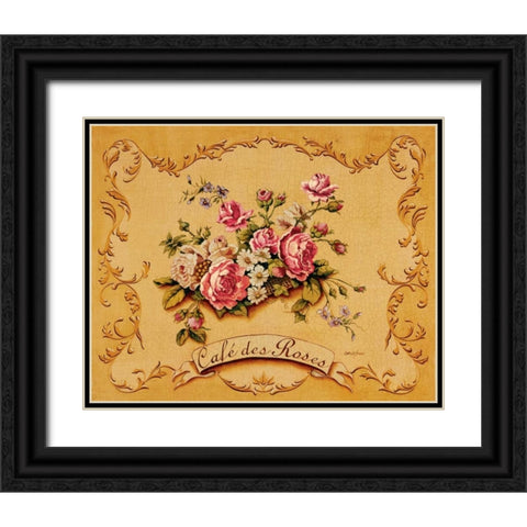 Cafe des Roses Black Ornate Wood Framed Art Print with Double Matting by Jones, Catherine