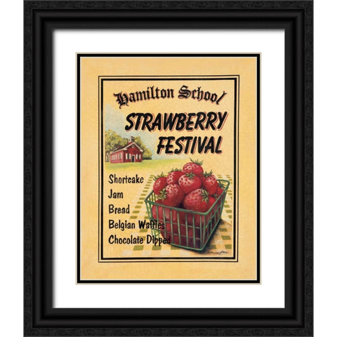 Strawberry Festival Black Ornate Wood Framed Art Print with Double Matting by Jones, Catherine
