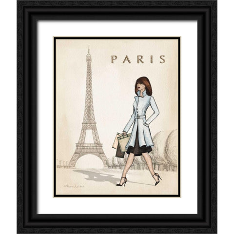 Paris Black Ornate Wood Framed Art Print with Double Matting by Laliberte, Andrea