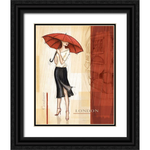 Rain London Black Ornate Wood Framed Art Print with Double Matting by Laliberte, Andrea