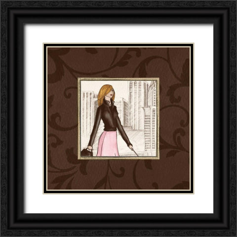 New York in Pink Black Ornate Wood Framed Art Print with Double Matting by Laliberte, Andrea