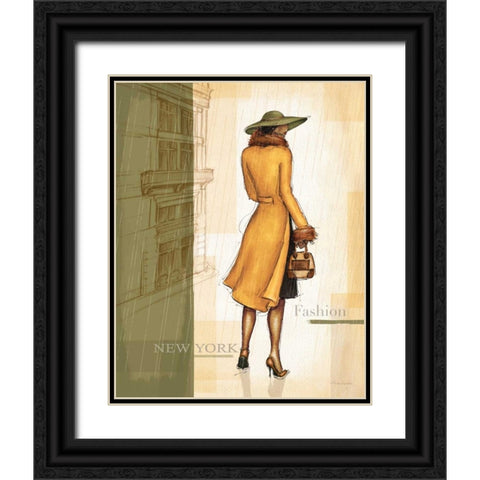 Golden Rain New York Black Ornate Wood Framed Art Print with Double Matting by Laliberte, Andrea